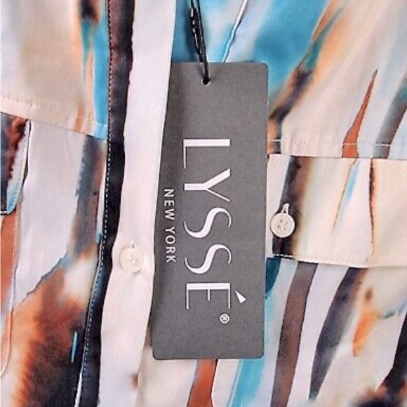 NWT [Lysse] Pastel Mandarin Neck Pocketed Split Hem Tunic Top Women’s Size XS - Picture 8 of 10